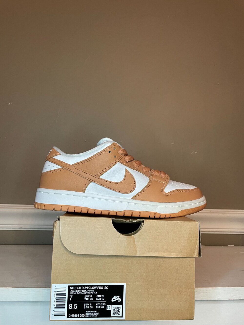 Nike SB Dunk Low Pro ISO Light Cognac Size 7 Men’s DM8998-200 OG Box